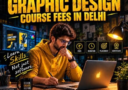 Students learning graphic design at Cinemac Animations Nirman Vihar Delhi