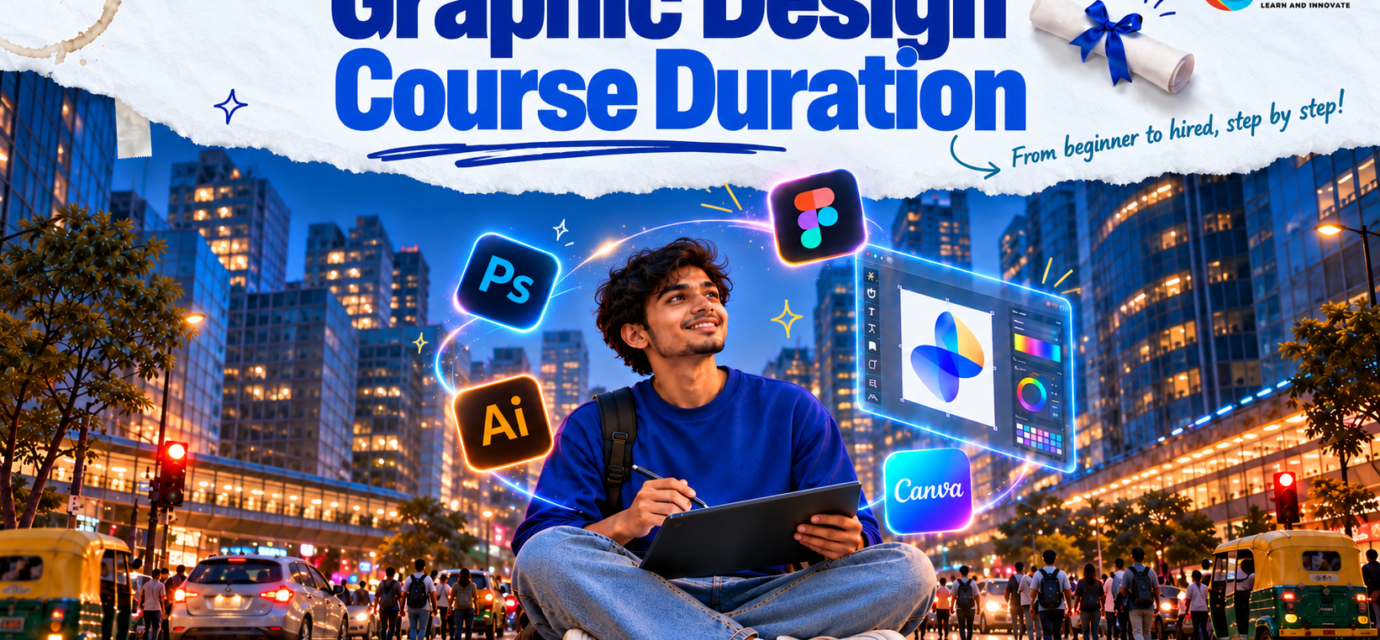Student learning graphic design course in Delhi using Photoshop, Illustrator, Figma and Canva