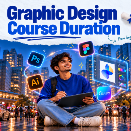 Student learning graphic design course in Delhi using Photoshop, Illustrator, Figma and Canva