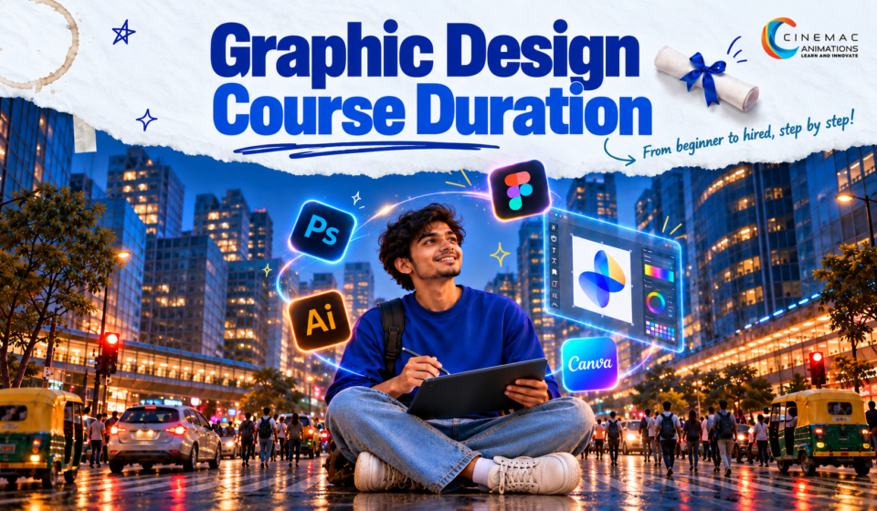Student learning graphic design course in Delhi using Photoshop, Illustrator, Figma and Canva